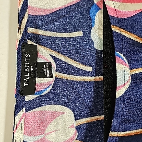 Talbotts tulip dress. large petite. Tie at waist. 2 big pockets. Blue/pink. Nice - Picture 4 of 11